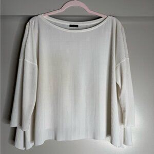 Zara Quarter Sleeve White Women's Top (Size Small)